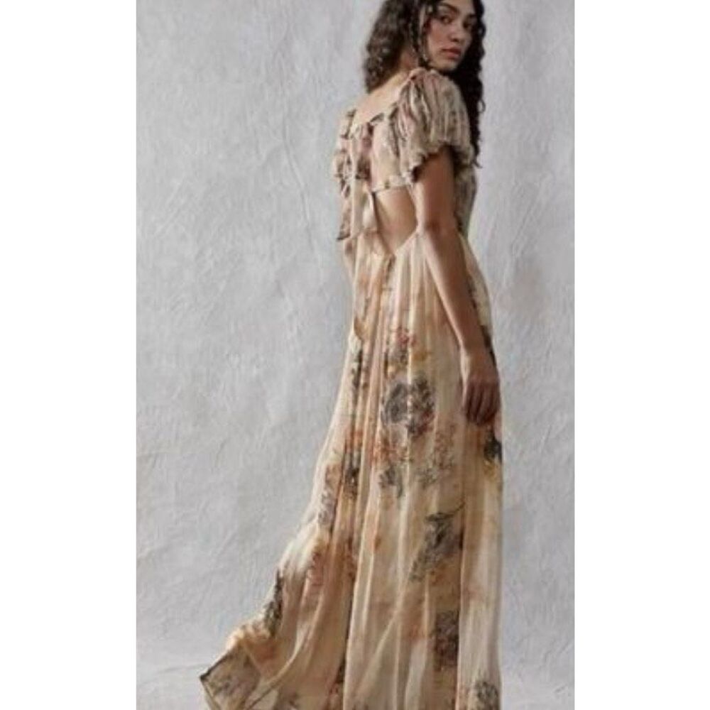 NWT Free People Irina Embellished Raw Edges Floral print Vintage Dress size L Re - Picture 2 of 10
